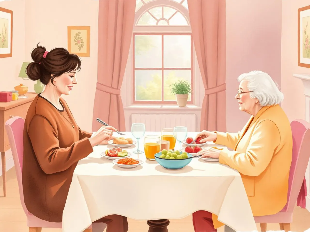 Carer with senior client at home